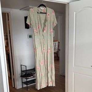 Floral Maxi Dress in Green and Pink